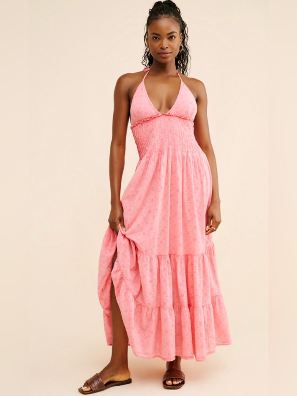 Free People Pintuck maxi dress pink rose M